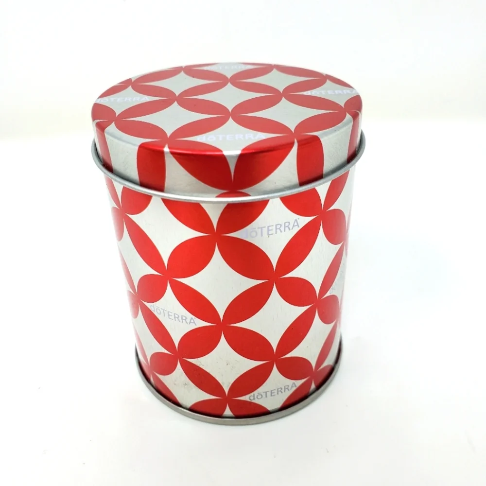 doTerra Storage Tin Holds 3 EO Bottles Red Silver